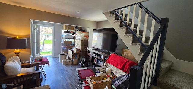 304 1st Ave E, Halstad, MN 56548 - living area featuring stairway and wood finished floors