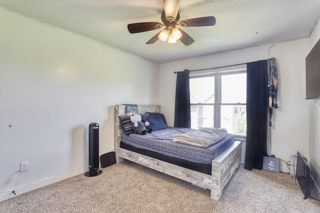 1730 Deephaven Dr, Woodbury, MN 55129 - carpeted bedroom with a textured ceiling and a ceiling fan