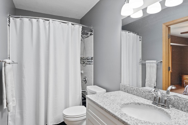 7715 217th Ave NE, Linwood Twp, MN 55092 - bathroom featuring vanity, toilet, and a shower with shower curtain