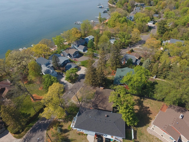 47 Juniper St, Mahtomedi, MN 55115 - aerial view of property and surrounding area with a large body of water and nearby suburban area