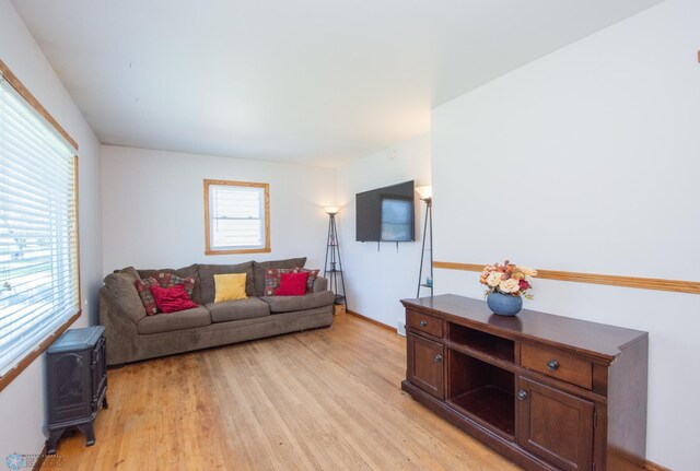 living area with light wood-style floors
