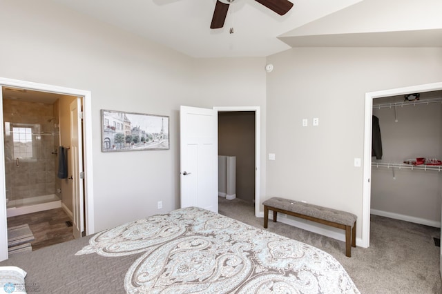 3313 5th Way E Unit B, West Fargo, ND 58078 - carpeted bedroom featuring lofted ceiling, a closet, a spacious closet, ensuite bath, and baseboards