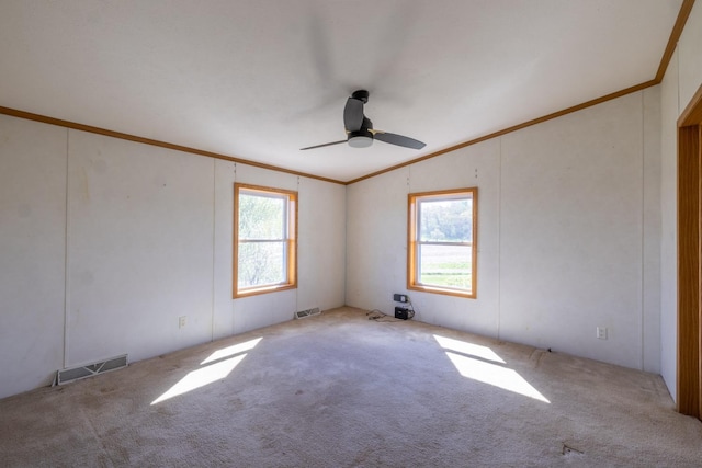 36308 Edgewood Rd, Harmony, MN 55939 - carpeted empty room featuring healthy amount of natural light, ornamental molding, ceiling fan, and vaulted ceiling