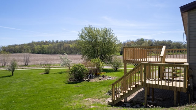 36308 Edgewood Rd, Harmony, MN 55939 - view of grassy yard with a wooden deck and stairway