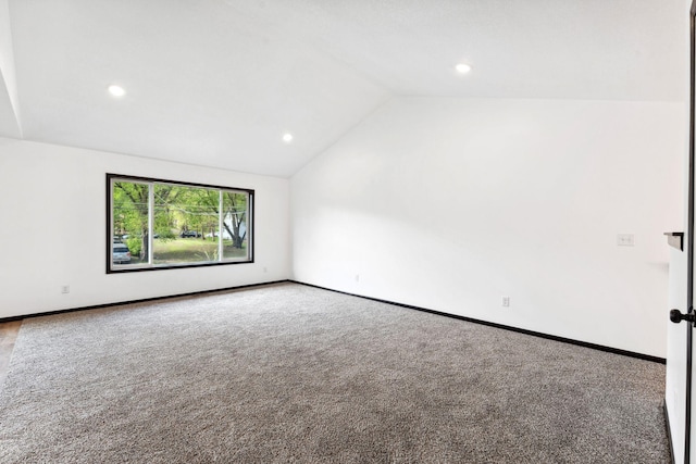 1094 7th St E, Saint Paul, MN 55106 - spare room featuring lofted ceiling, carpet, recessed lighting, and baseboards
