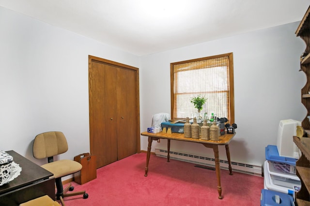 26163 170th St, New Richland, MN 56072 - carpeted office space featuring a baseboard heating unit
