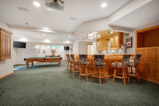 2 Pleasant Lake Rd, North Oaks, MN 55127 - indoor bar featuring carpet floors, pool table, and recessed lighting
