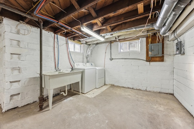 193 Griggs St N, Saint Paul, MN 55104 - below grade area featuring electric panel, independent washer and dryer, and healthy amount of natural light