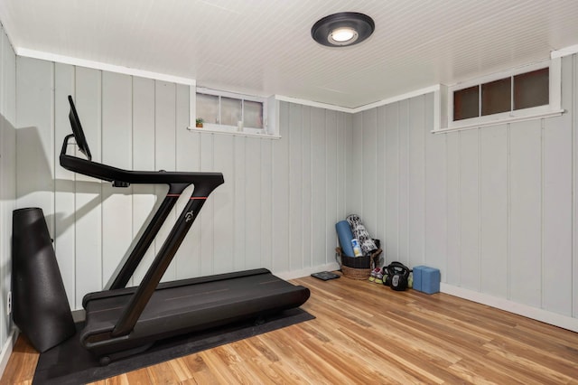 3338 Brownlow Ave, Saint Louis Park, MN 55426 - exercise area with wood finished floors and baseboards