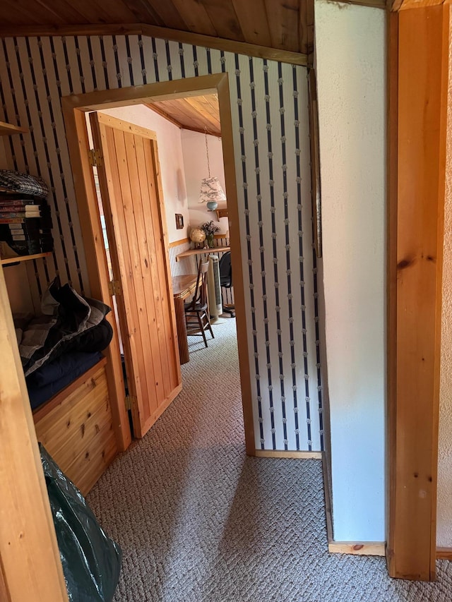 27721 Northwoods Dr, Laporte, MN 56461 - corridor featuring carpet flooring and wooden ceiling