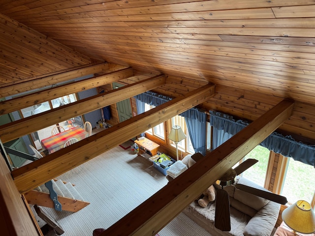 27721 Northwoods Dr, Laporte, MN 56461 - stairs featuring wood ceiling and lofted ceiling