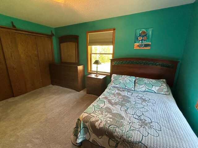 19323 Wendigo Park Rd, Harris Twp, MN 55744 - carpeted bedroom with a textured ceiling and a closet