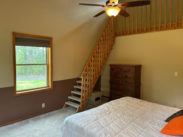 19323 Wendigo Park Rd, Harris Twp, MN 55744 - bedroom featuring carpet, baseboards, and ceiling fan