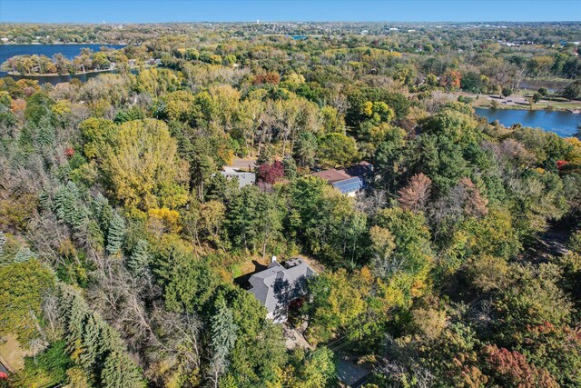 771 County Road B2 E, Little Canada, MN 55117 - aerial overview of property's location featuring a heavily wooded area and a large body of water