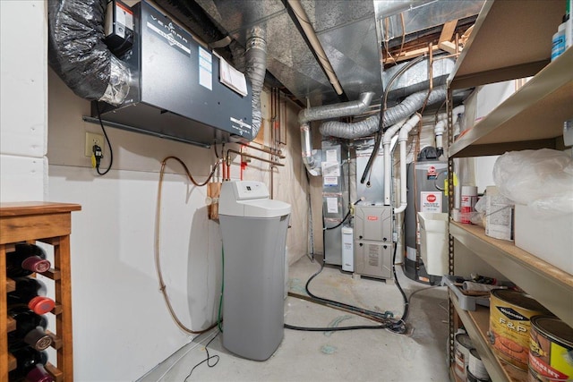 utilities with water heater and heating unit