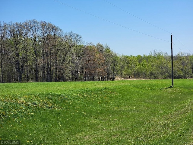 view of green lawn with a view of trees