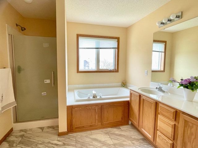 1986 Mathias Rd, Shakopee, MN 55379 - bathroom featuring marble finish floors, a shower stall, and plenty of natural light