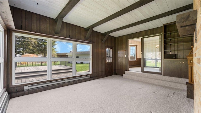 unfurnished sunroom with baseboard heating