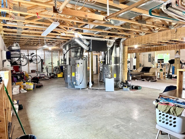 766 County Road F E, Vadnais Heights, MN 55127 - basement with gas water heater, heating unit, and electric panel