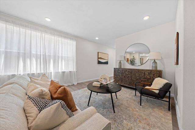 3822 Northern Ave, Spring Park, MN 55384 - living area featuring wood finished floors, baseboards, and recessed lighting
