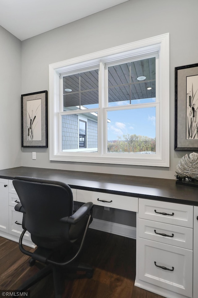 13714 Park Haven Trl NE, Prior Lake, MN 55372 - office space featuring dark wood-style floors and built in study area
