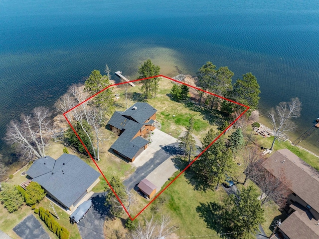 19490 Ruff Shores Rd, Harris Twp, MN 55744 - aerial overview of property's location with property boundaries highlighted and a large body of water