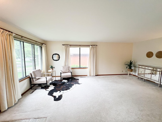 1950 Summit Ave, Worthington, MN 56187 - living area featuring plenty of natural light, light colored carpet, and baseboards