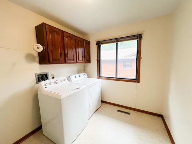 1950 Summit Ave, Worthington, MN 56187 - laundry area featuring cabinet space, washing machine and clothes dryer, and baseboards