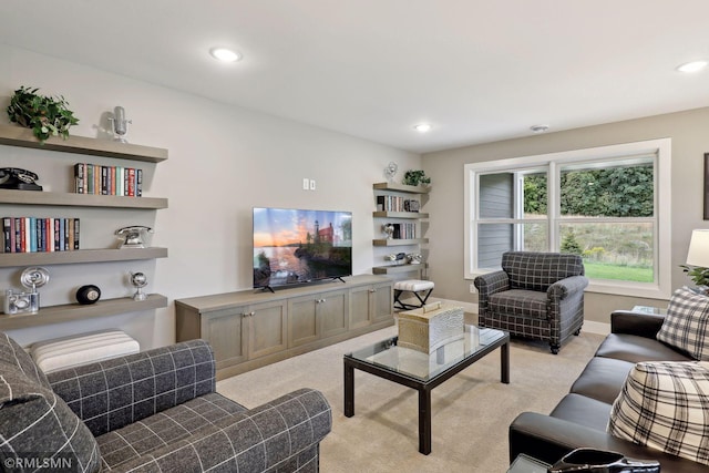 4104 Osprey Ct, Prior Lake, MN 55372 - living area featuring light colored carpet, recessed lighting, and baseboards