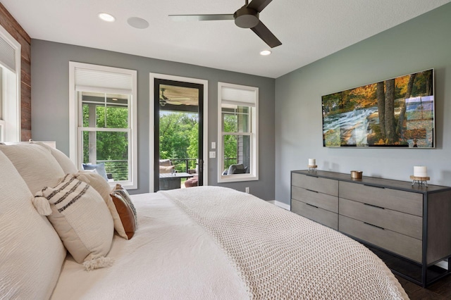 1701 Retreat Cir, Minnetrista, MN 55364 - bedroom with multiple windows, recessed lighting, and a ceiling fan