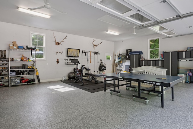 1701 Retreat Cir, Minnetrista, MN 55364 - garage featuring a ceiling fan