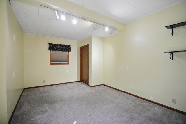 733 1st St SW, Faribault, MN 55021 - empty room with track lighting, carpet flooring, and baseboards