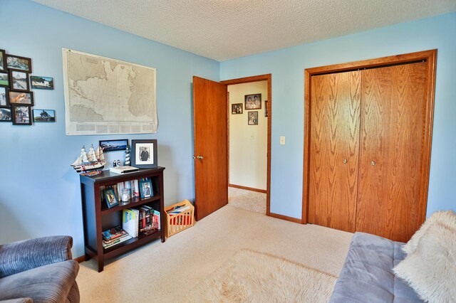 127 County Rd W, Pleasant Valley Twp, WI 54022 - carpeted bedroom featuring a closet, baseboards, and a textured ceiling