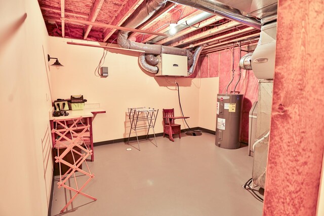 127 County Rd W, Pleasant Valley Twp, WI 54022 - unfinished basement featuring water heater and baseboards