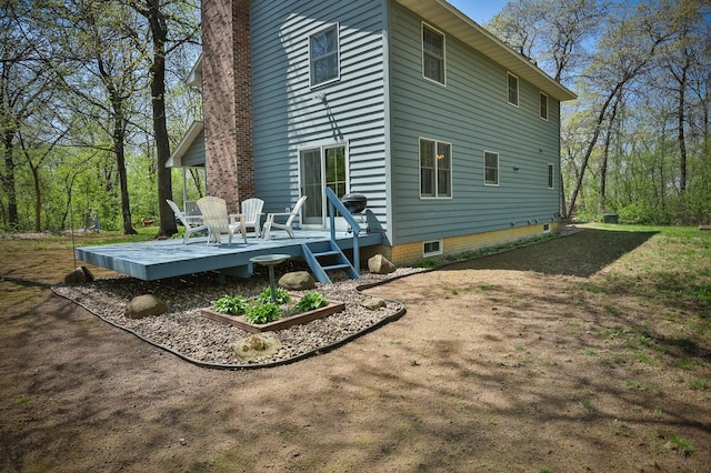 127 County Rd W, Pleasant Valley Twp, WI 54022 - rear view of property with a wooden deck