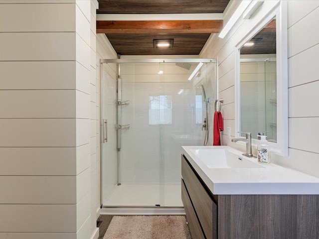 15921 Eaglewood Dr, Bay Lake Twp, MN 56444 - bathroom featuring a stall shower and vanity
