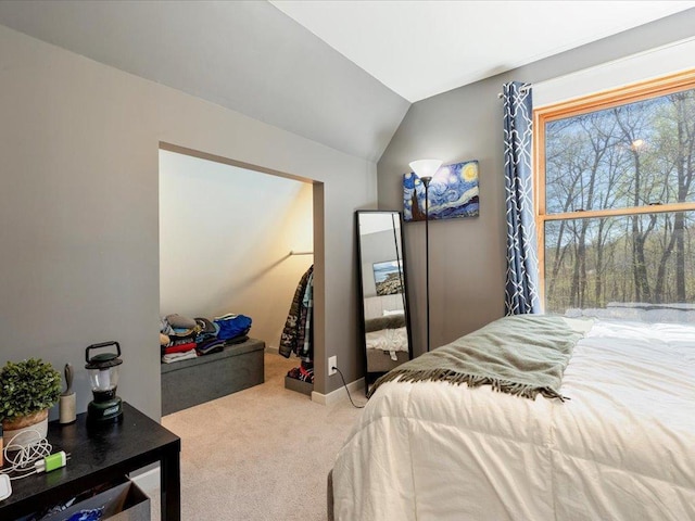 15921 Eaglewood Dr, Bay Lake Twp, MN 56444 - bedroom with carpet flooring, lofted ceiling, and baseboards
