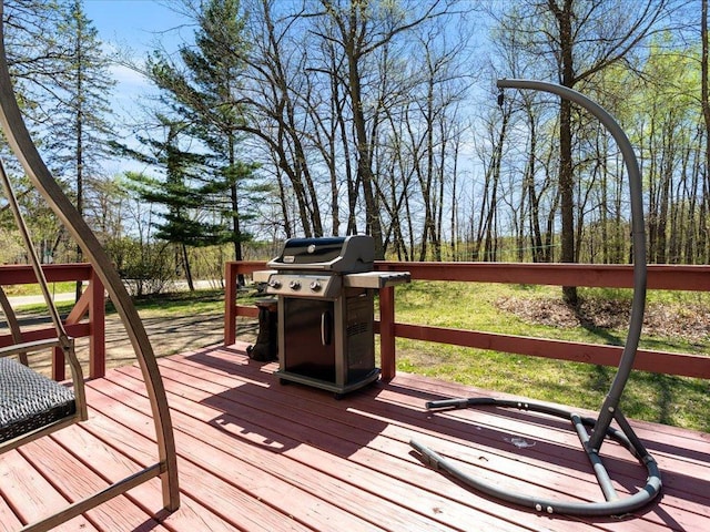 15921 Eaglewood Dr, Bay Lake Twp, MN 56444 - wooden terrace with grilling area