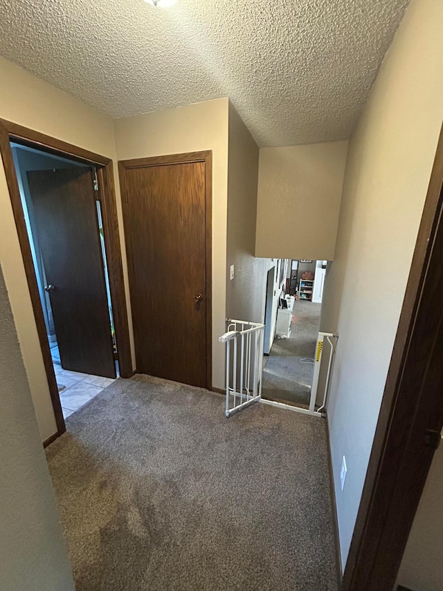 7424 Ely Lake Dr, Fayal Twp, MN 55734 - corridor featuring a textured ceiling and carpet flooring