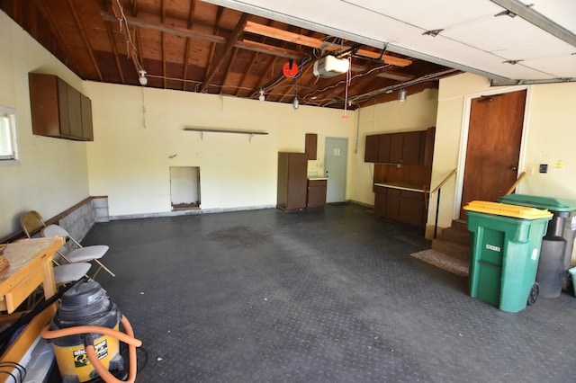 garage with a garage door opener