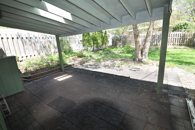 view of patio featuring a fenced backyard