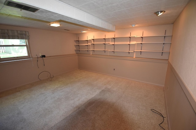 basement featuring carpet floors