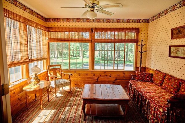 16865 Terrey Pine Dr, Eden Prairie, MN 55347 - sunroom featuring healthy amount of natural light, wallpapered walls, and wood walls