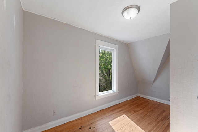 3413 Columbus Ave, Minneapolis, MN 55407 - empty room with wood finished floors, baseboards, and lofted ceiling