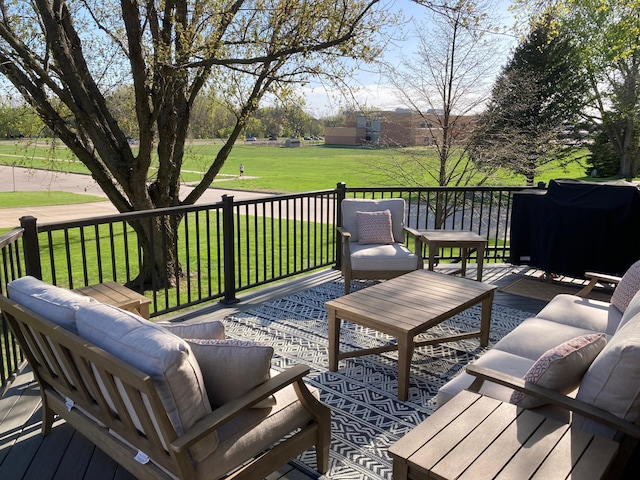 875 20th St, Windom, MN 56101 - wooden terrace featuring outdoor lounge area and a lawn