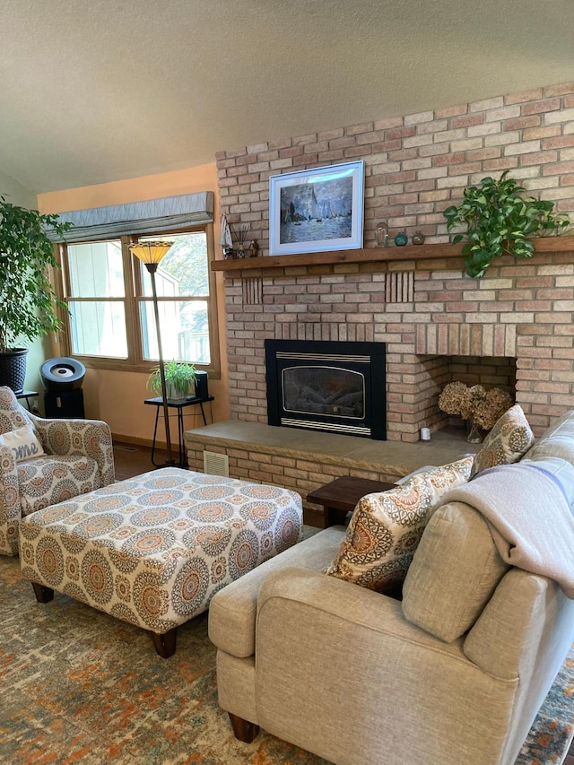 875 20th St, Windom, MN 56101 - living area with a brick fireplace and a textured ceiling