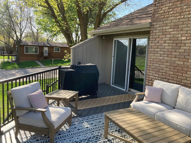 875 20th St, Windom, MN 56101 - wooden terrace with area for grilling and an outdoor hangout area