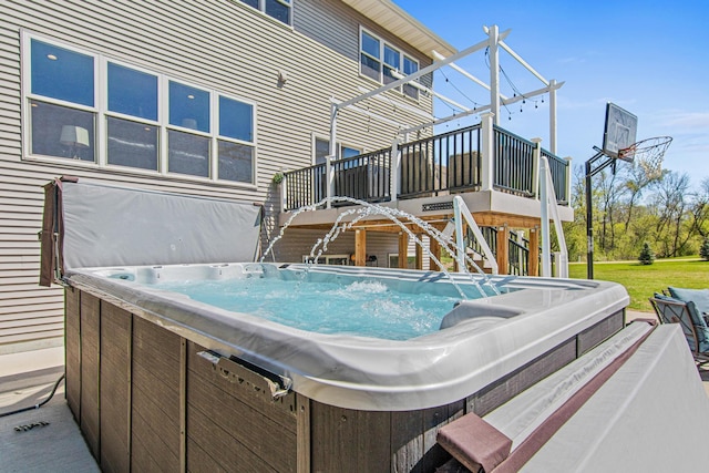 968 150th Ave, New Richmond, WI 54017 - wooden deck with a hot tub and stairs