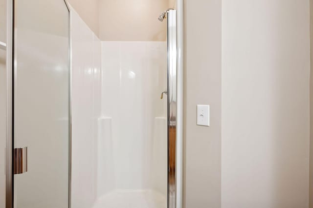 bathroom featuring a shower stall