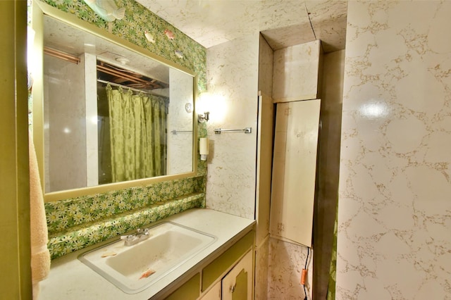 1300 10th St NE, Sauk Rapids Twp, MN 56379 - bathroom featuring vanity and a shower with shower curtain